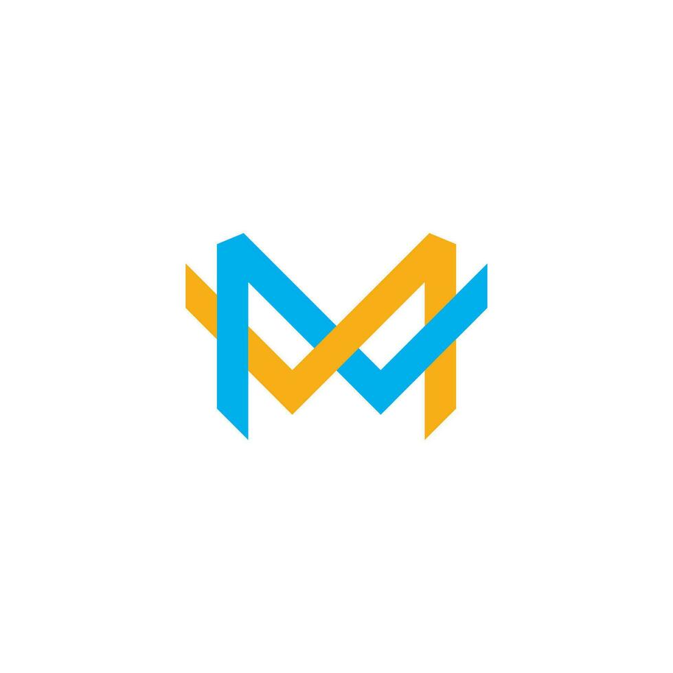 bokstaven m överlappande färgglada logotyp vektor