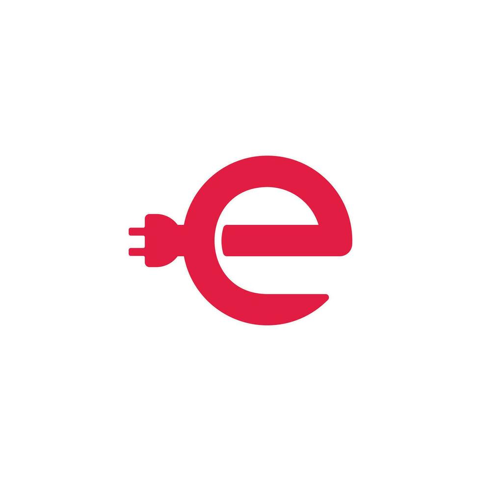 Brief e elektrisch Stecker Symbol einfach geometrisch Logo Vektor