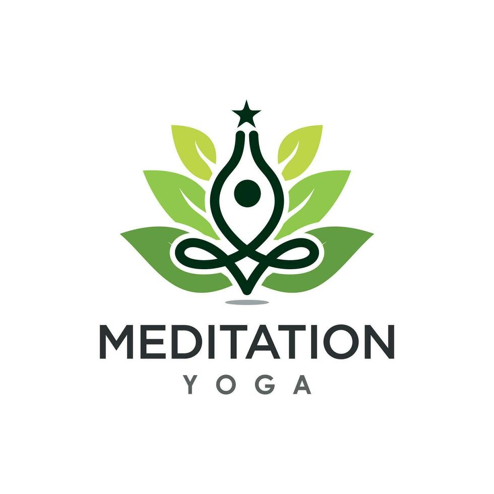 yoga meditation med lotusblomma logotyp design vektor