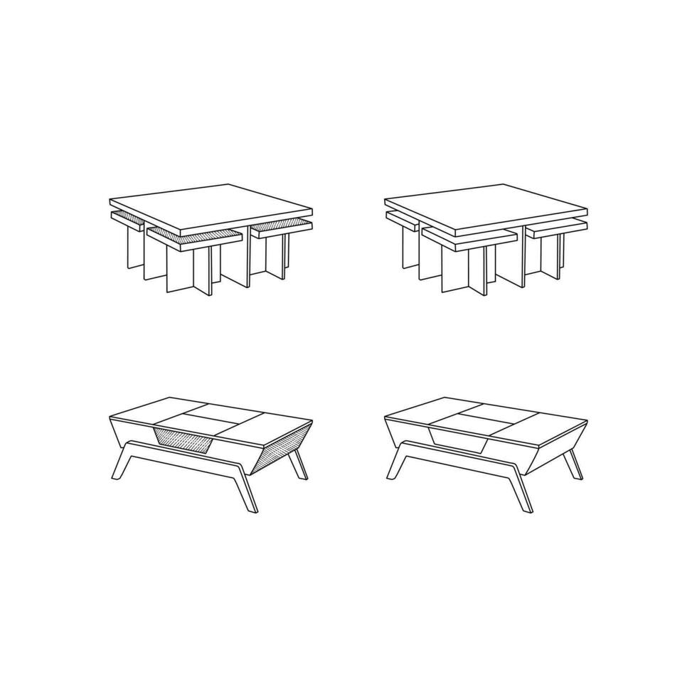 ikon samling design av tabell redigerbar stroke ikoner, möbel minimalistisk logotyp, vektor ikon illustration design mall