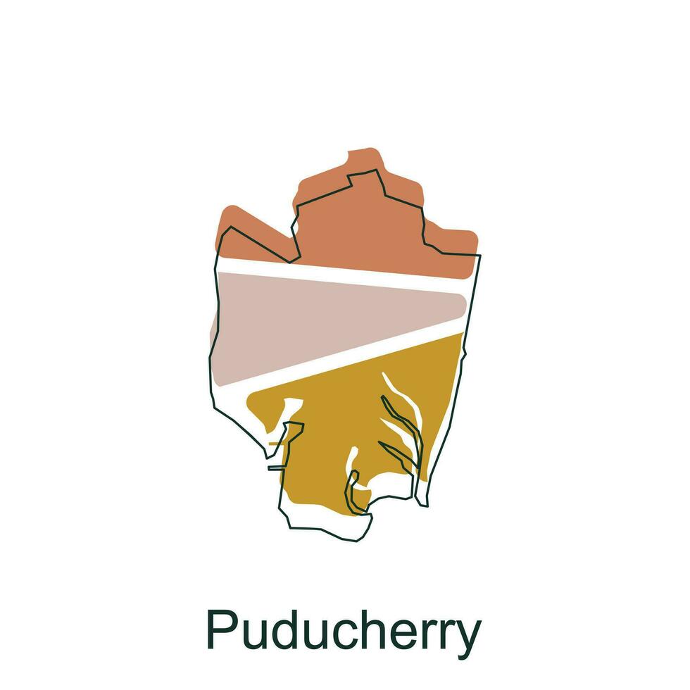 Karte von Puducherry Illustration Design mit schwarz Gliederung auf Weiß Hintergrund, Design Vorlage geeignet zum Ihre Unternehmen vektor