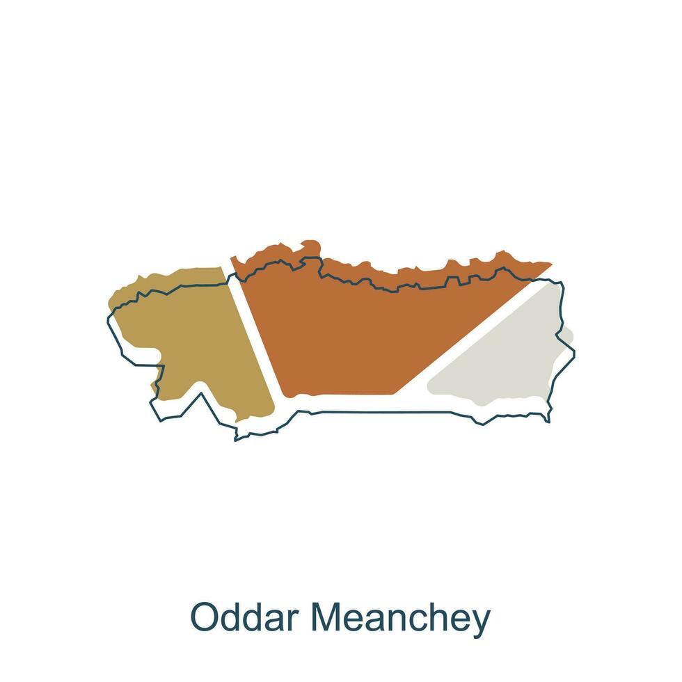 Karta av oddar meanchey modern med översikt illustration design mall, provins isolerat cambodia Karta vektor