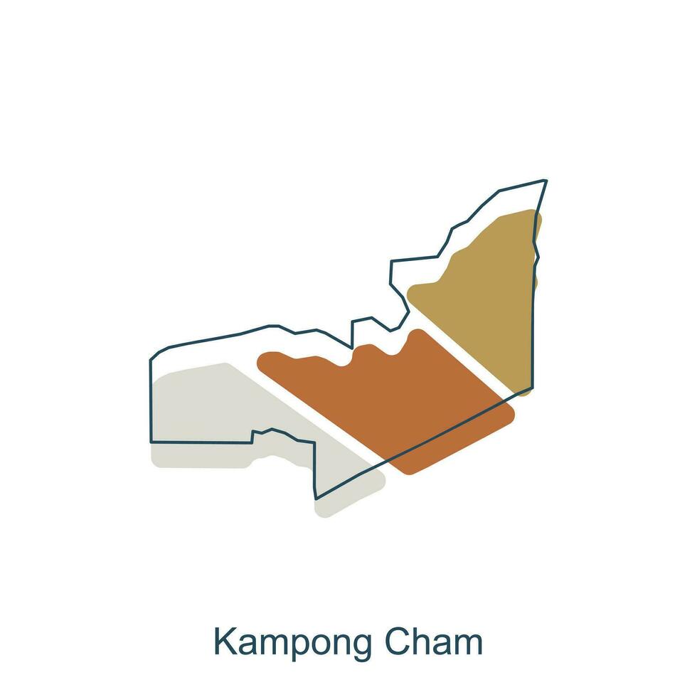 Kampong cham Karte. hoch detailliert Provinzen von Kambodscha Karte Vektor Illustration auf Weiß Hintergrund