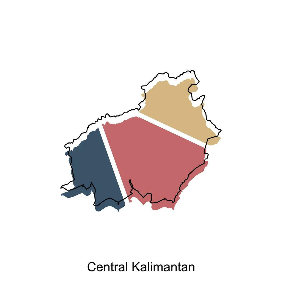 Karta av central kalimantan design mall, vektor illustration av Karta av indonesien på vit bakgrund