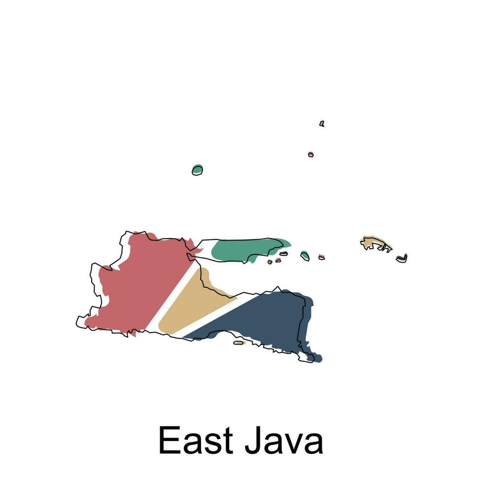 Karta av öst java färgrik modern geometrisk med översikt design, element grafisk illustration mall vektor