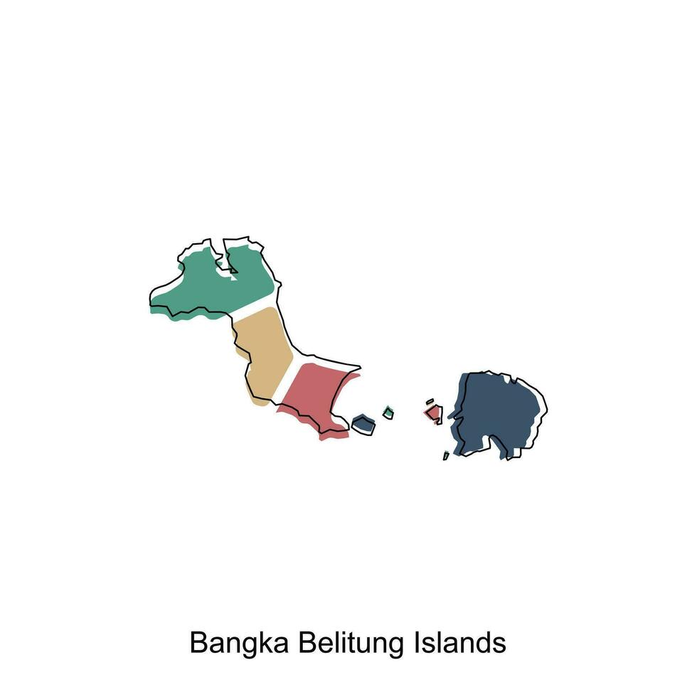 Karta av bangka belitung öar färgrik modern geometrisk med översikt design, element grafisk illustration mall vektor