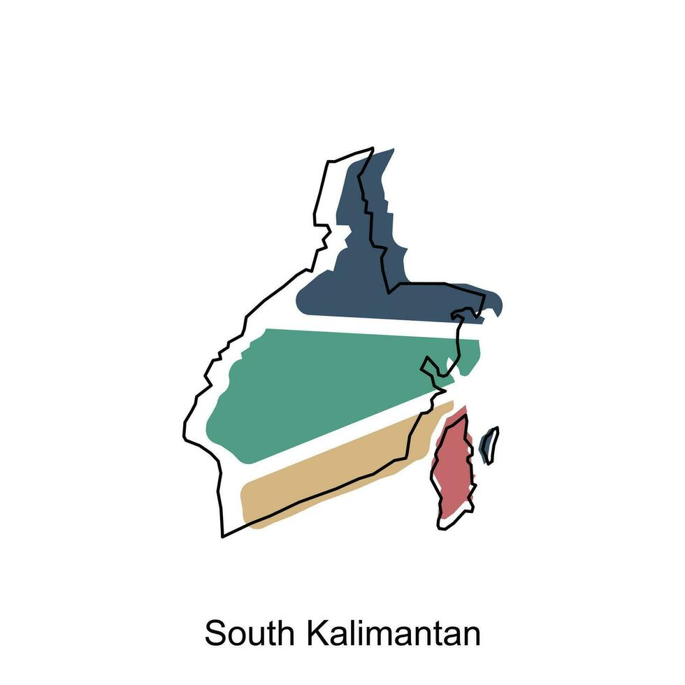 Karta av söder kalimantan design mall, vektor illustration av Karta av indonesien på vit bakgrund