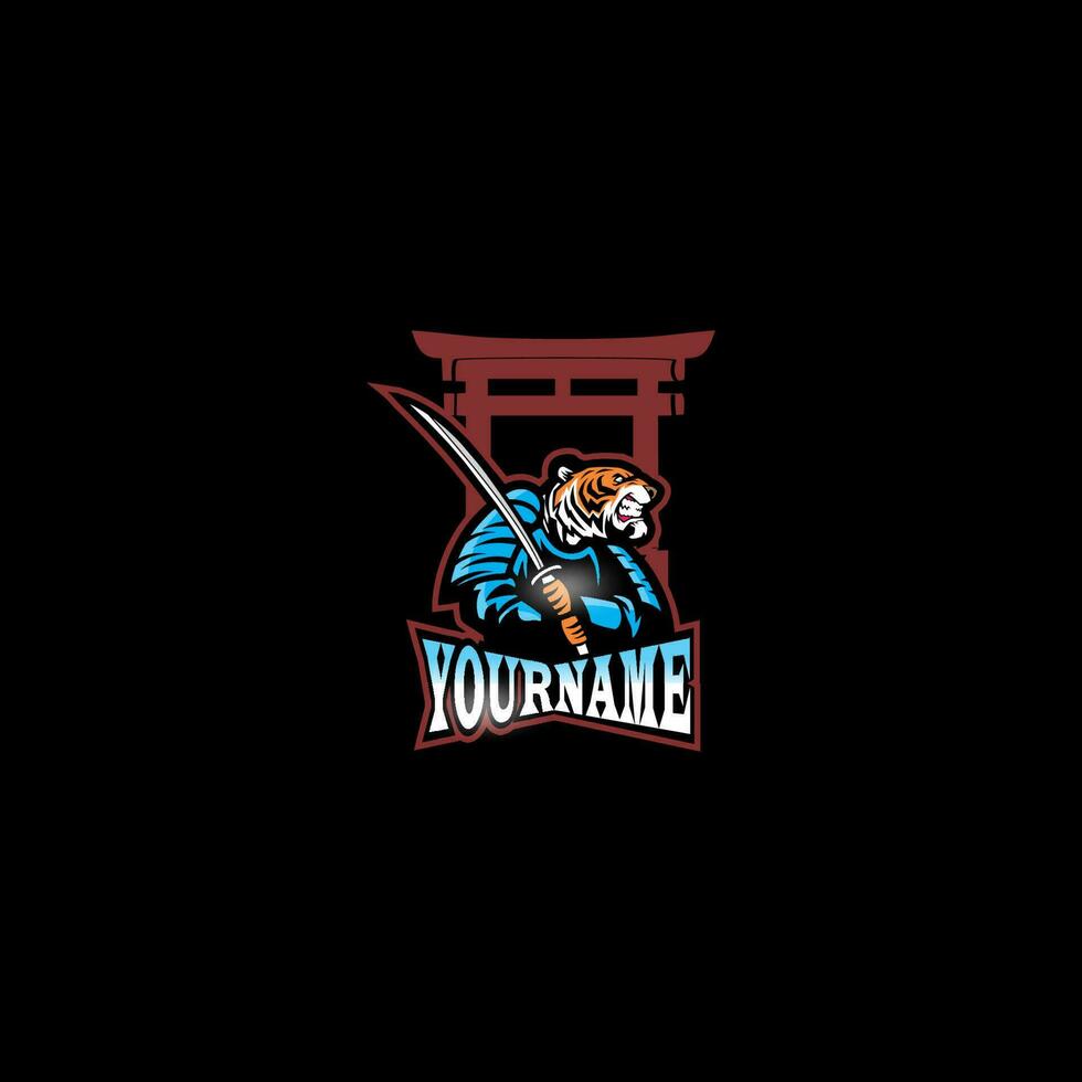 Samurai Ninja Tiger Logo Design Vektor