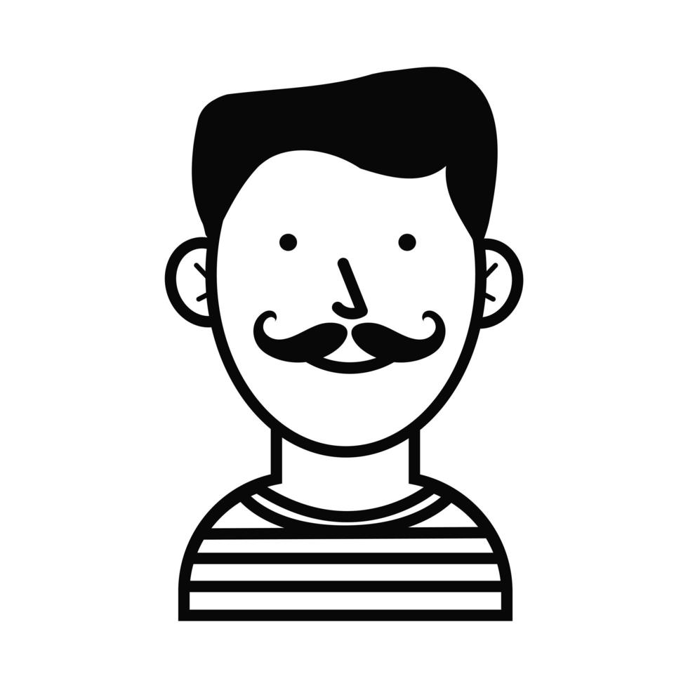 ung man med mustasch avatar karaktär vektor