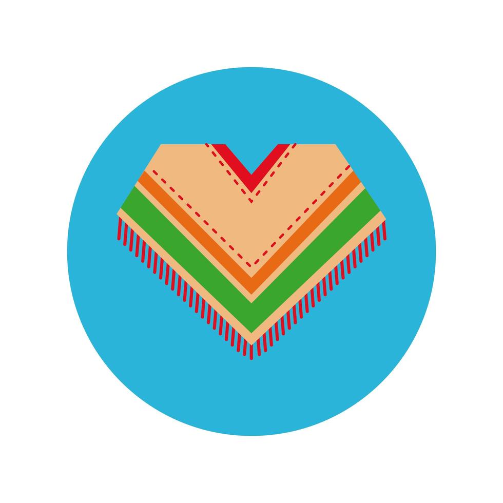 mexikansk kultur poncho block och platt stil ikon vektor