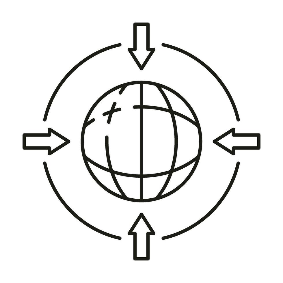 Sök information i global internet moln dator teknologi ikon, uppkopplad databas översikt platt vektor illustration, isolerat på vit.