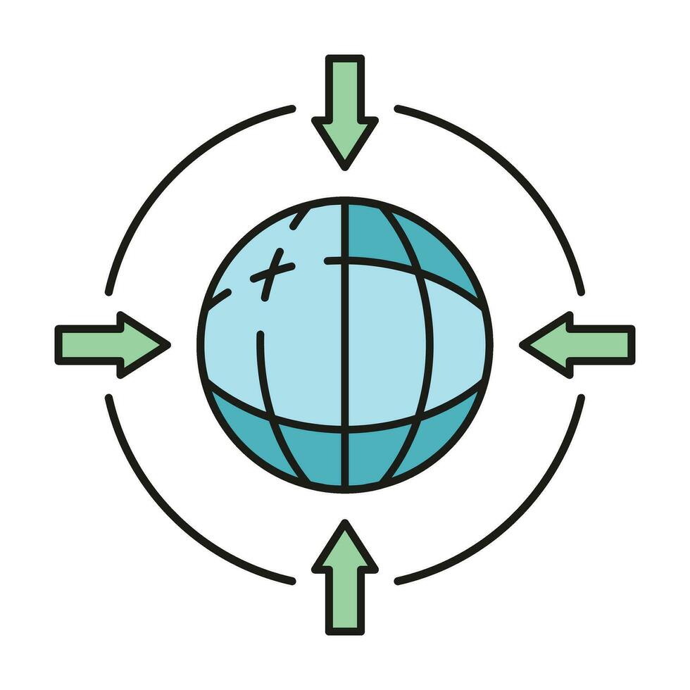 Suche Information im global Internet Wolke Computer Technologie Symbol, online Datenbank Gliederung eben Vektor Illustration, isoliert auf Weiß.