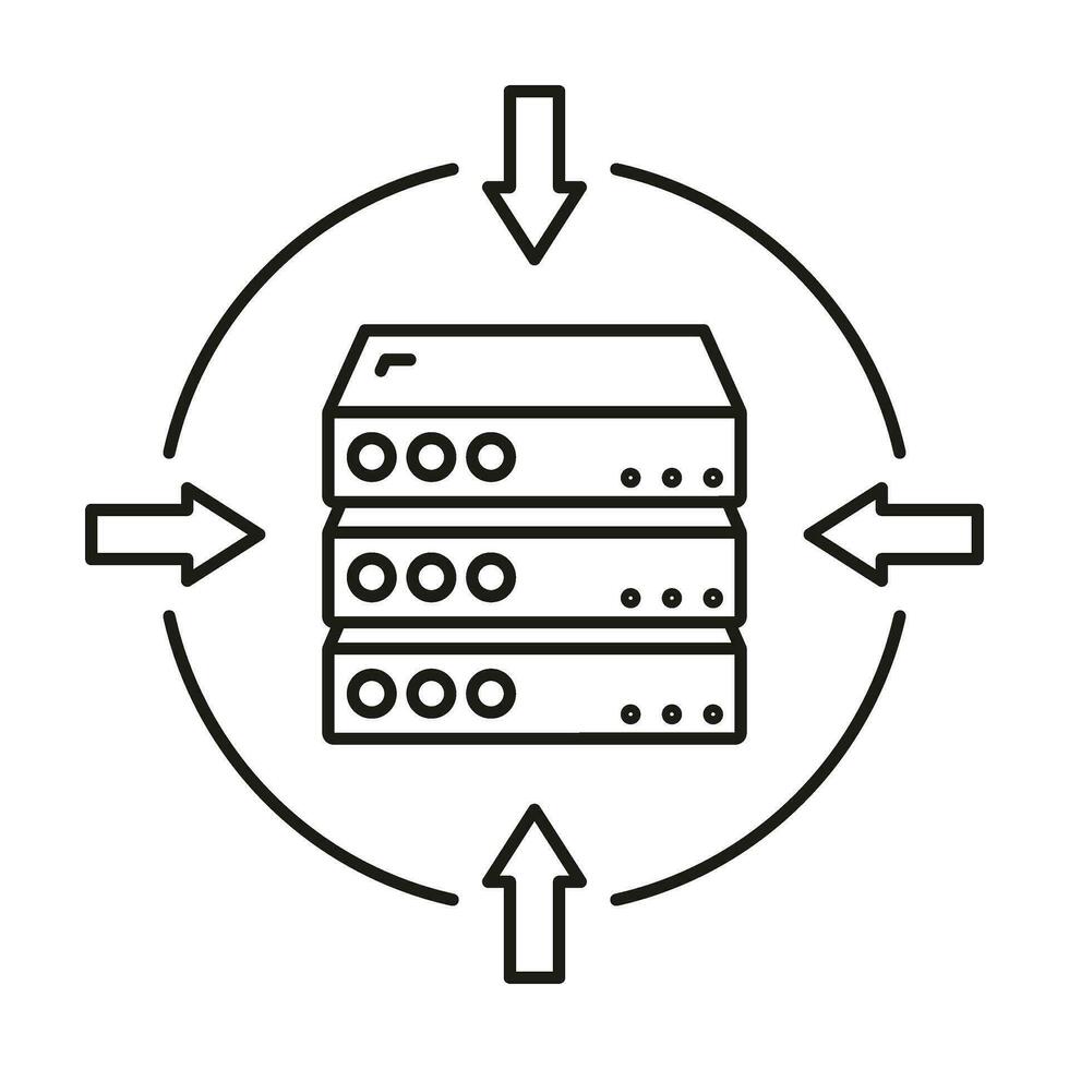 avlägsen dator server data utbyta moln ikon skydda databas lagring, teknologi information översikt platt vektor illustration, isolerat på vit.