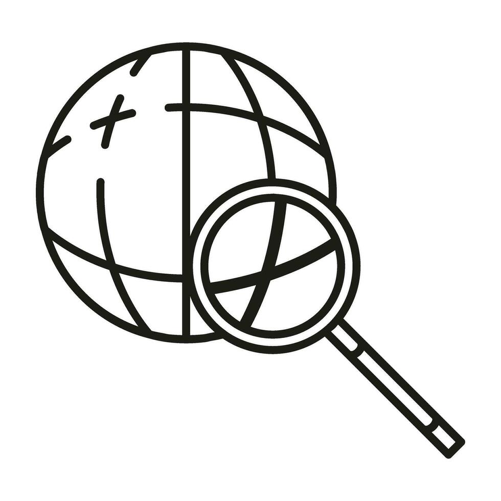 Suche Information im global Internet Symbol, online Datenbank Wolke Computer Technologie Gliederung eben Vektor Illustration, isoliert auf Weiß.