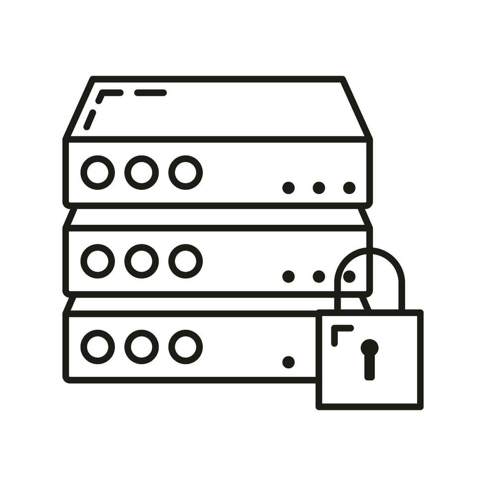 avlägsen dator server data utbyta moln ikon skydda databas lagring, teknologi information översikt platt vektor illustration, isolerat på vit.