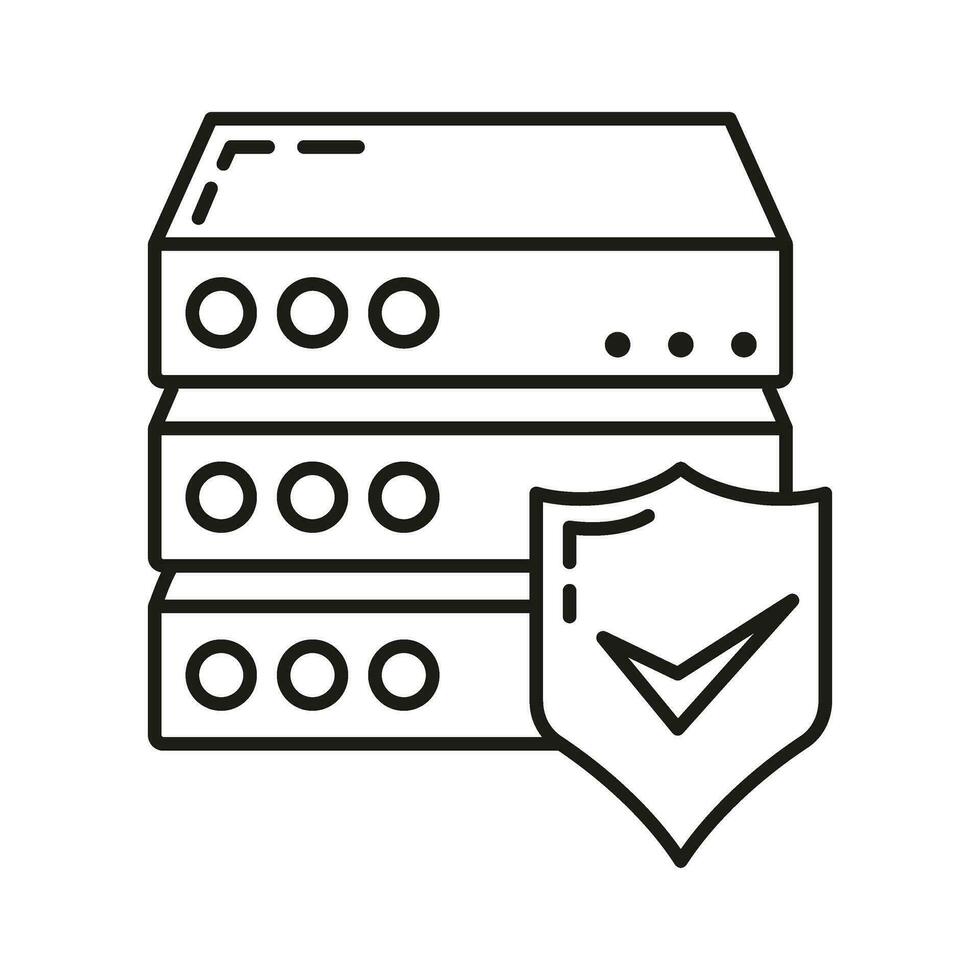 avlägsen dator server data utbyta moln ikon skydda databas lagring, teknologi information översikt platt vektor illustration, isolerat på vit.
