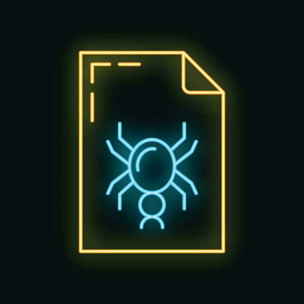 Virus Attacke online Datenbank Computer Technologie Symbol Neon- glühen Stil, Fernbedienung Daten Lager Gliederung eben Vektor Illustration, isoliert auf Weiß.