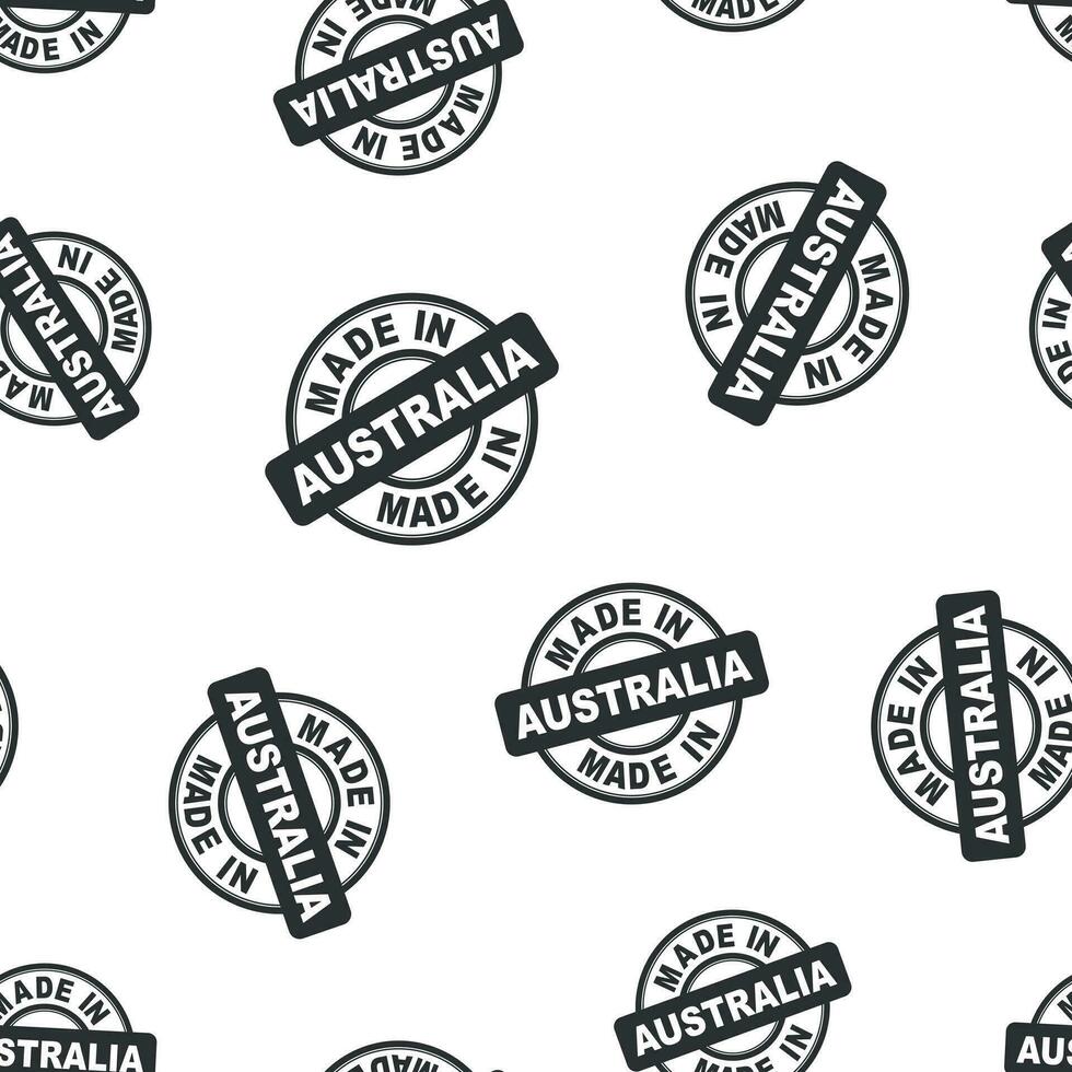 gemacht im Australien Briefmarke nahtlos Muster Hintergrund. Geschäft eben Vektor Illustration. hergestellt im Australien Symbol Muster.
