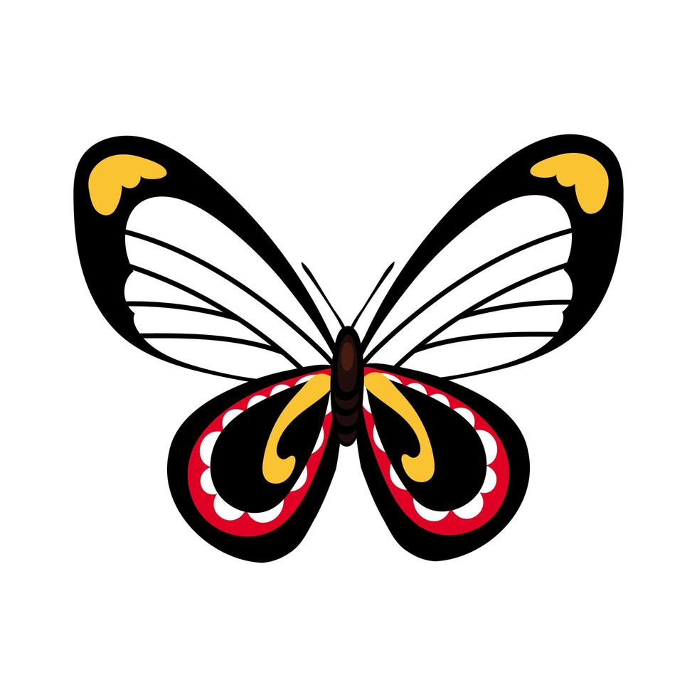 schöne Schmetterlingsinsekt schwarze flache Stilikone vektor