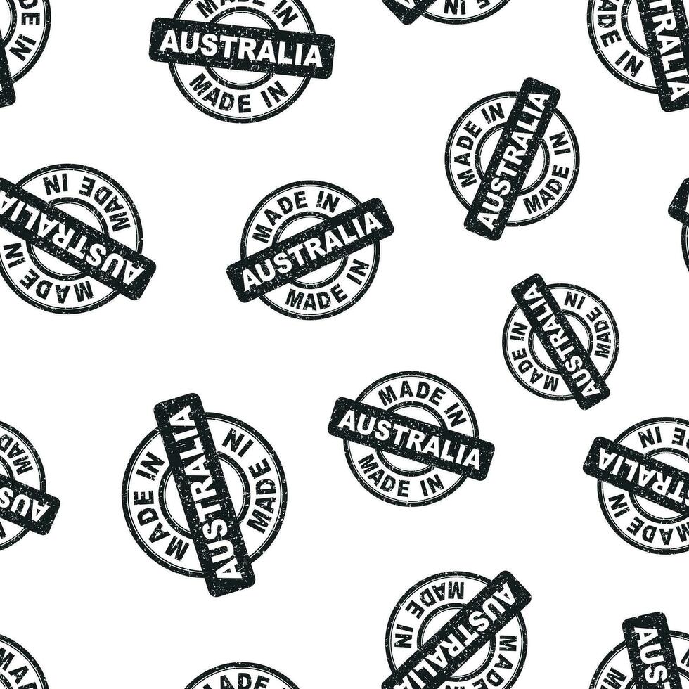 gemacht im Australien Briefmarke nahtlos Muster Hintergrund. Geschäft eben Vektor Illustration. hergestellt im Australien Symbol Muster.