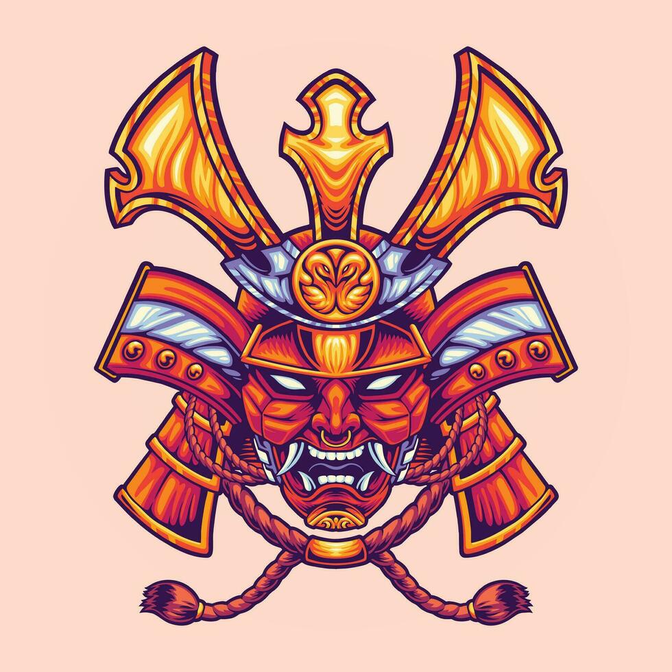 japansk samuraj ronin mask illustration vektor