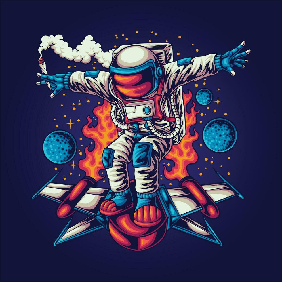 sapce astronaut surfing båt illustration vektor