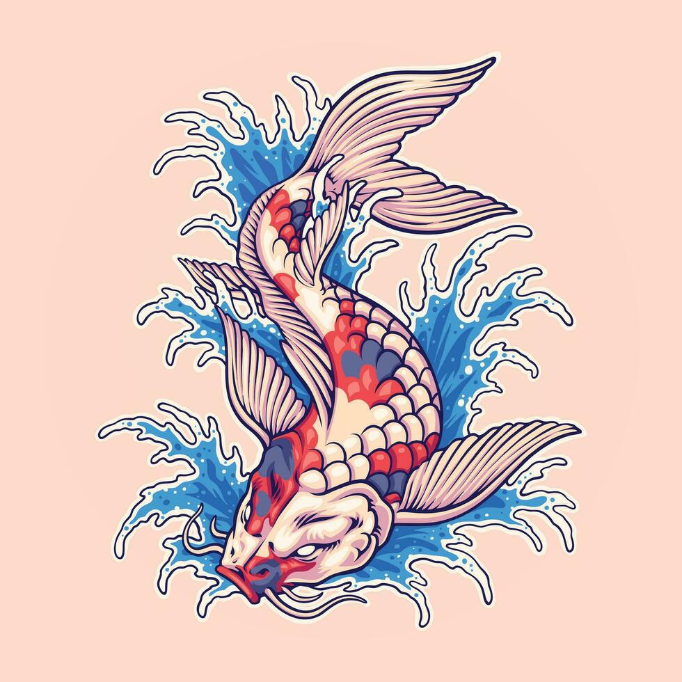 japanisch Koi Fisch Logo Illustration vektor