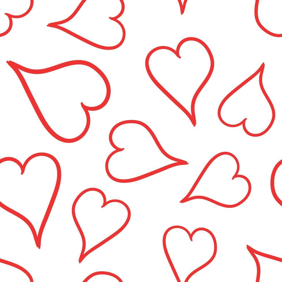 Hand gezeichnet Herz Symbol nahtlos Muster Hintergrund. Geschäft eben Vektor Illustration. Liebe Valentinstag Tag Zeichen Symbol Muster.