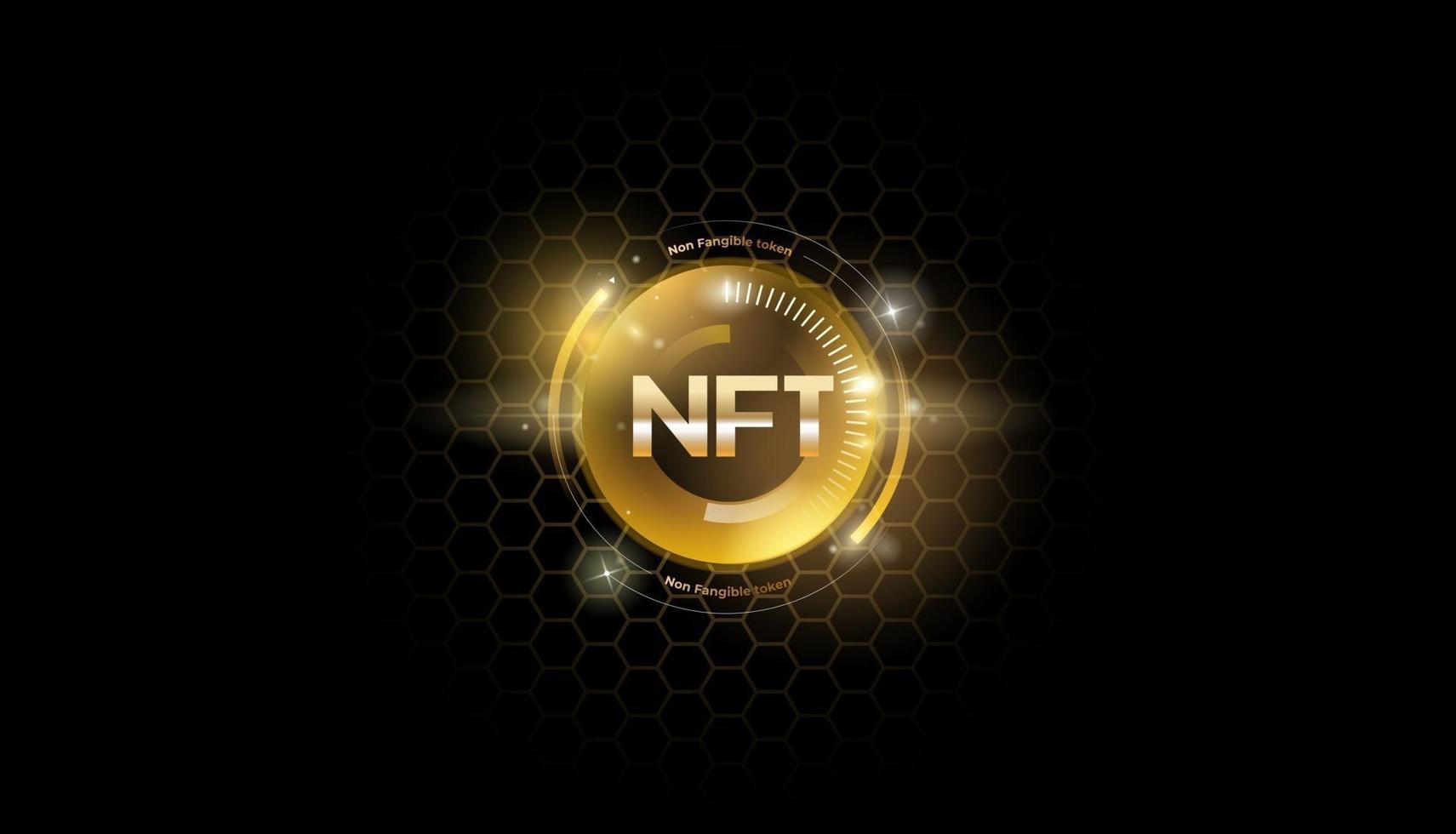 NFT-Token im goldenen Stil vektor