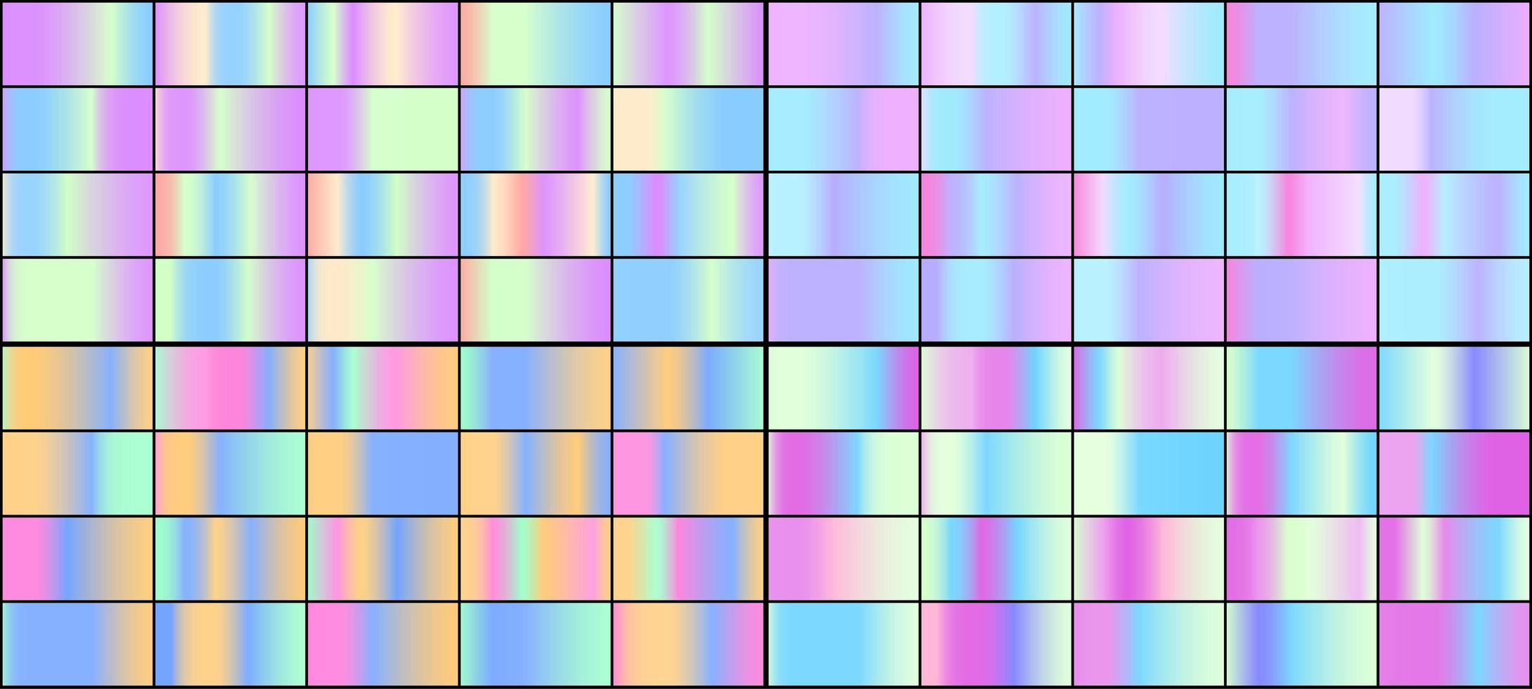 Vektor-Set von bunten holographischen Neon-Gradienten vektor
