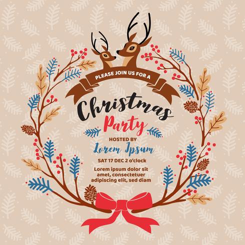 Merry Christmas Party Invitation Card Design. Vektor illustratio