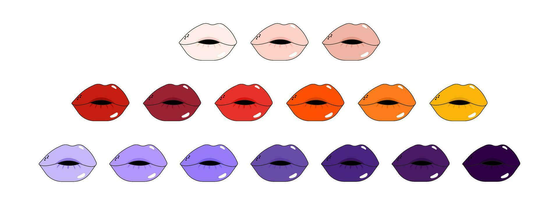 Farbe Lippen. Sammlung, einstellen von Symbole und Verbände von Feminismus. Damen Rechte Tag, International Damen Tag. Illustration. vektor