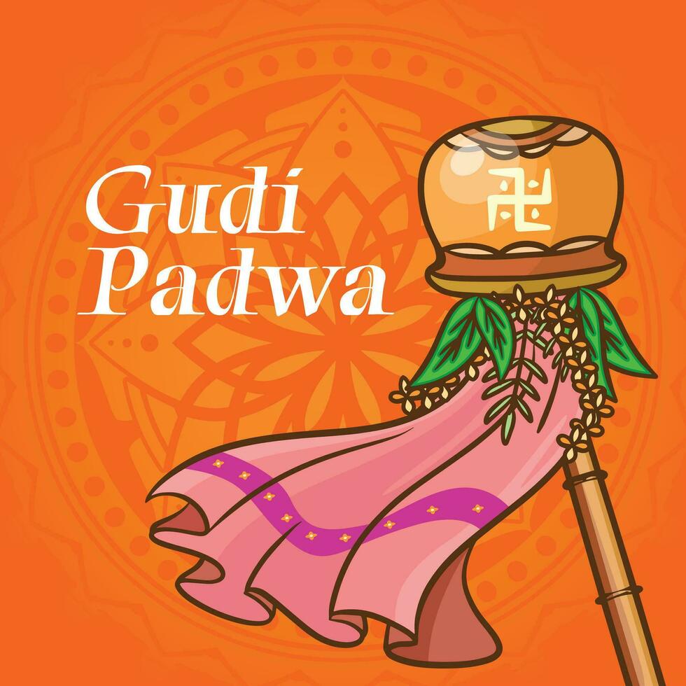 realistisch Hand gezeichnet gudi Padwa Festival Illustration vektor