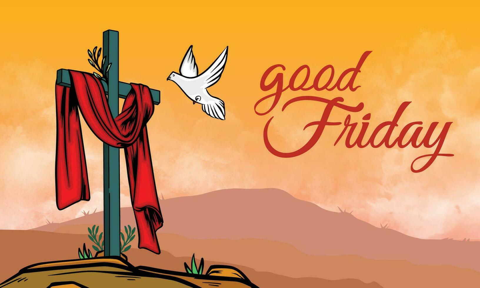 realistisch Banner Illustration von Kreuz und Gruß zu gedenken gut Freitag vektor