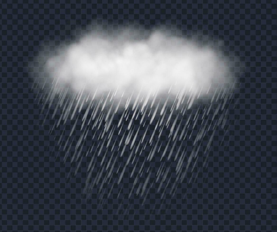 realistisk storm moln med regn. vektor