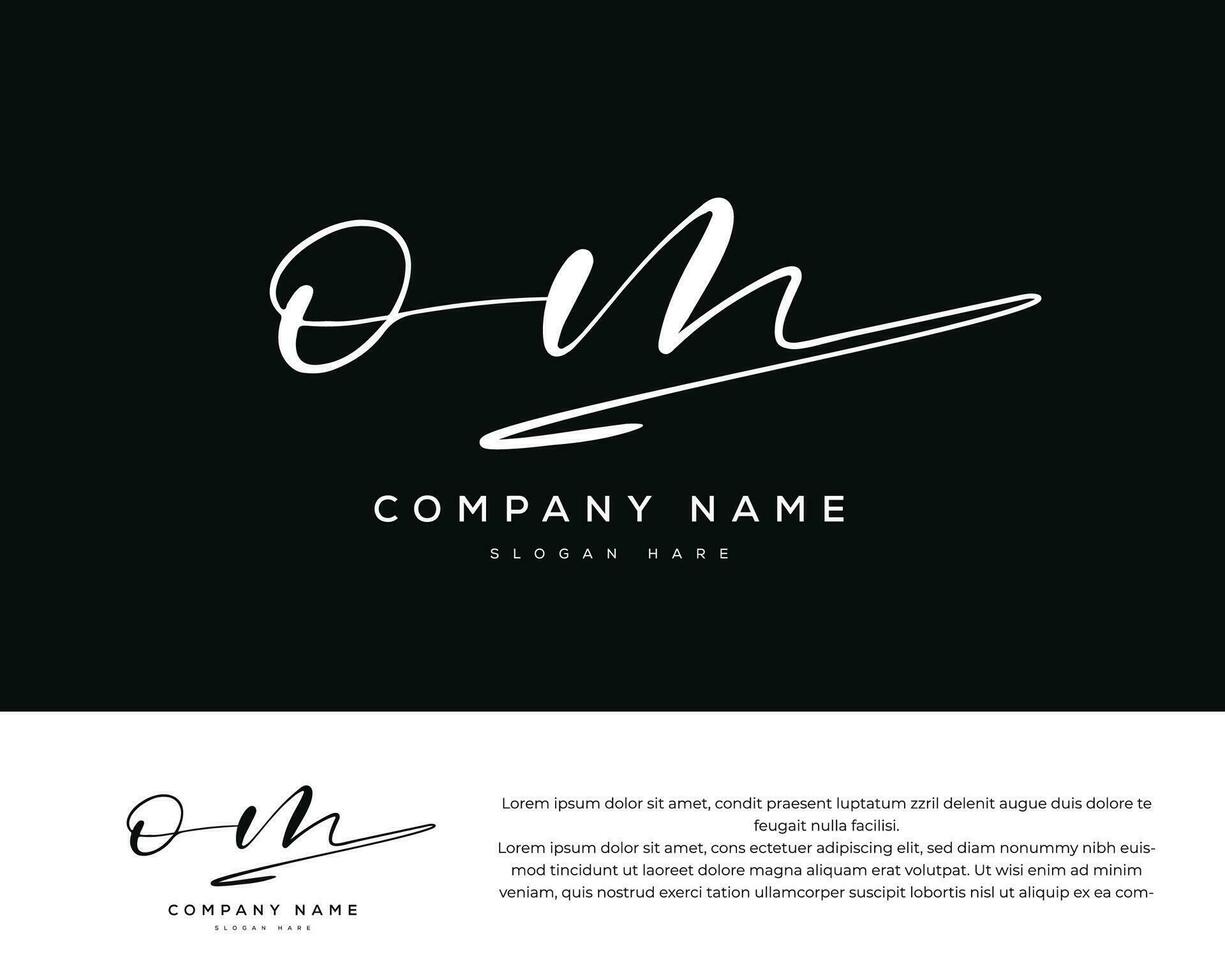 Ö m om Initiale Brief Handschrift und Unterschrift Logo vektor