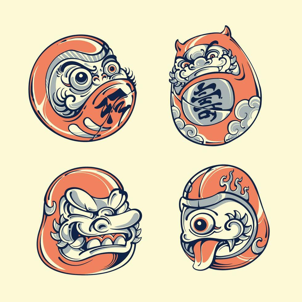 japansk daruma mask vektor konst