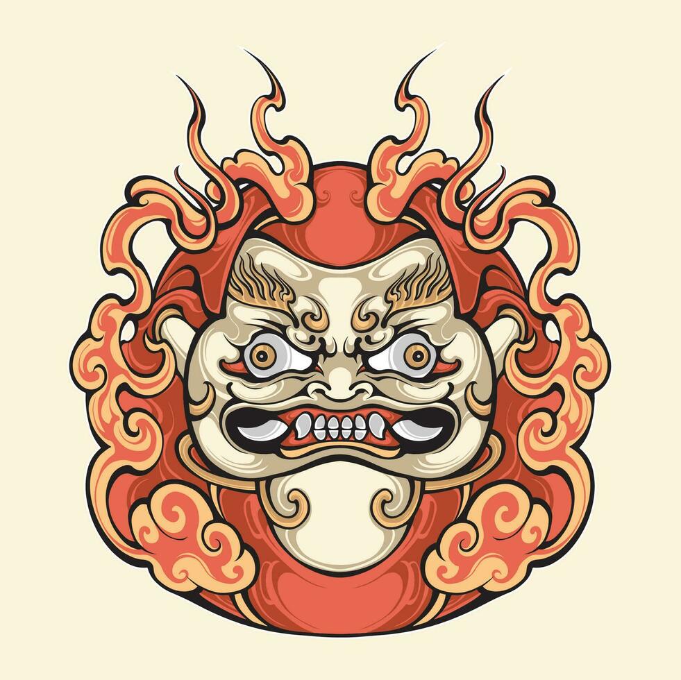 japansk daruma mask vektor konst