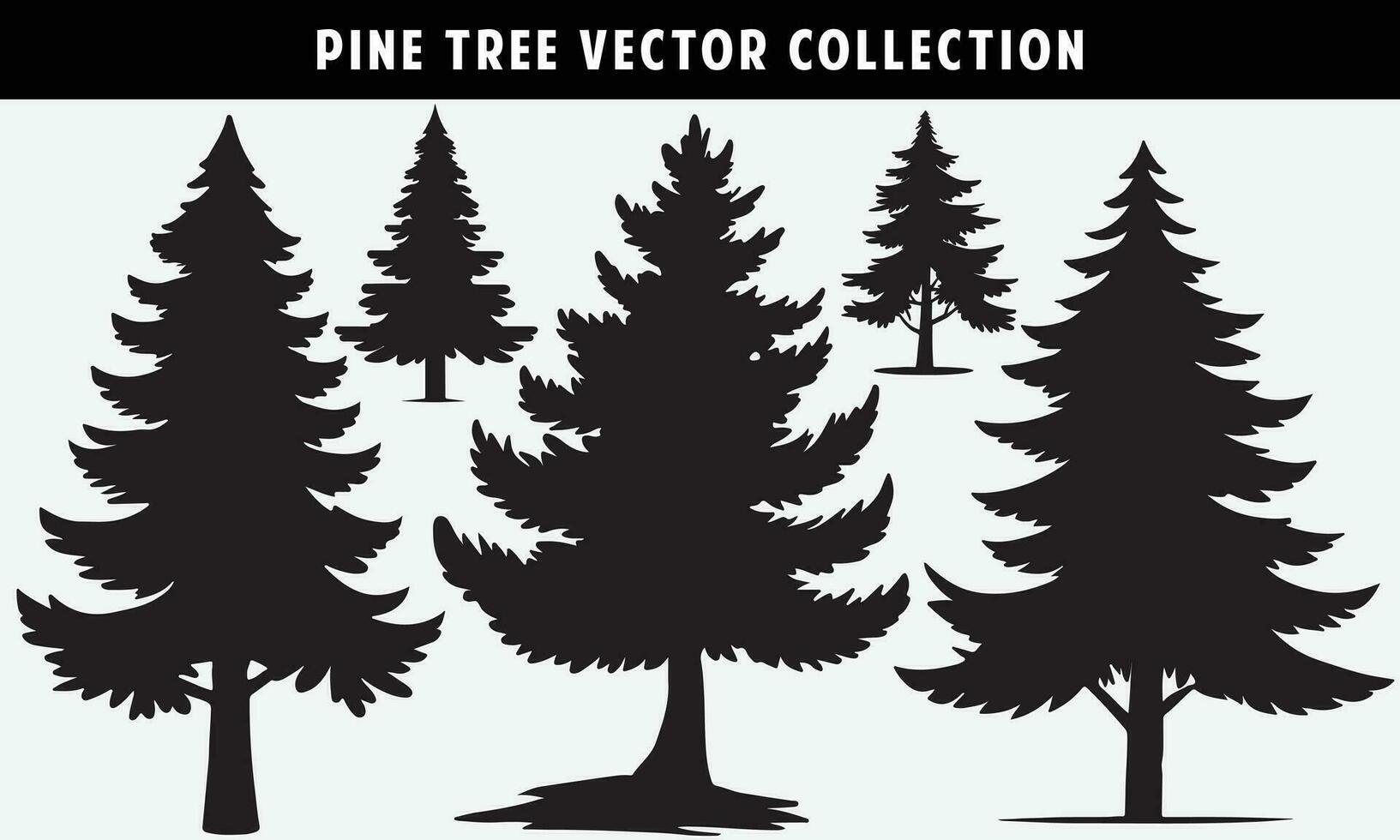 uppsättning av tall träd silhuetter vektor grafik för design