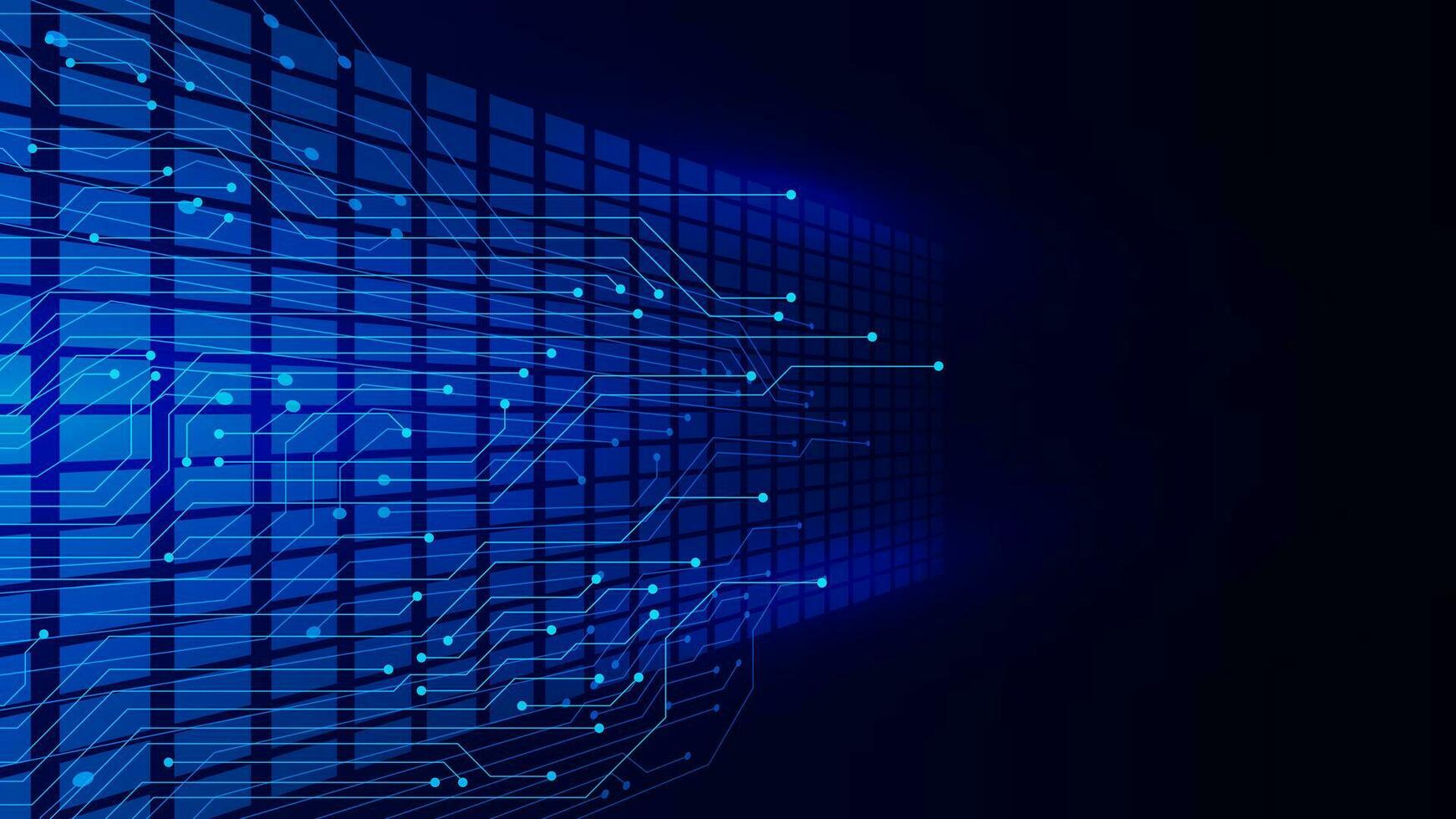 abstrakt futuristisch Hightech Technologie mit elektronisch Schaltkreis Tafel. groß Daten Visualisierung, global Vernetzung und Digital Kommunikation Hintergrund. Vektor Illustration.