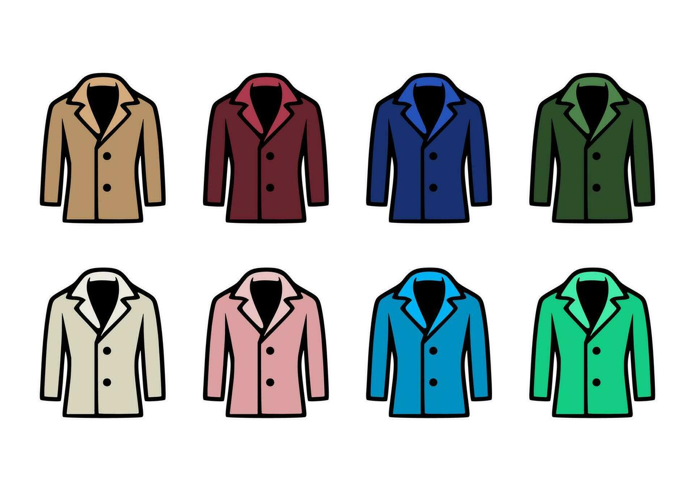 färgad täcka jackor uppsättning vektor illustrationer