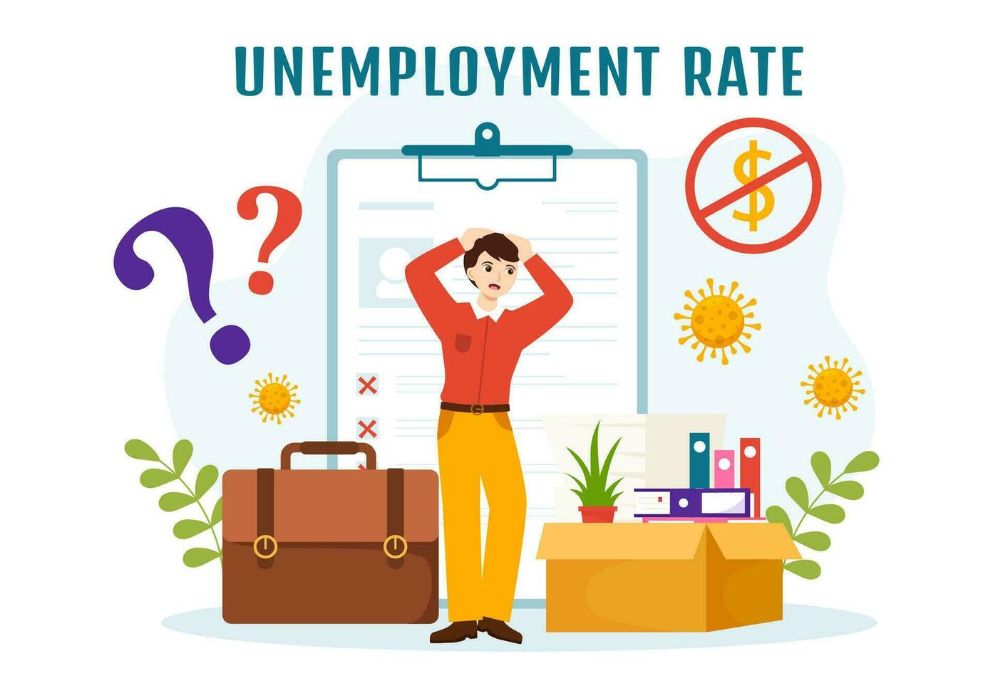 Arbeitslosigkeit Bewertung Vektor Illustration mit viele Menschen suchen zum ein Arbeit, wirtschaftlich Abschwung und finanziell Krise im eben Karikatur Hand gezeichnet Vorlagen
