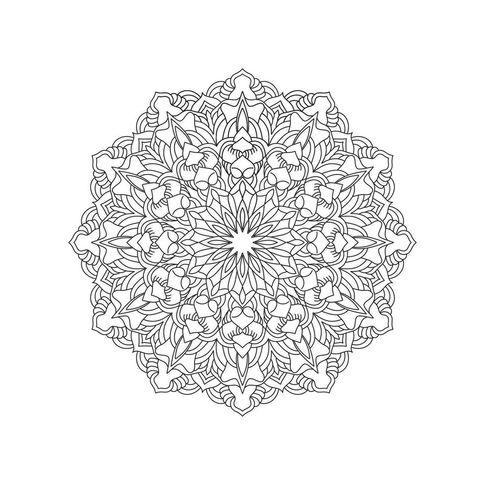 Mandala-Malbuch. Tapetendesign, Fliesenmuster, Hemd, Grußkarte, Aufkleber, Spitzenmuster und Tattoo. Dekoration für die Innenarchitektur. Vektor ethnische orientalische Kreisverzierung. weißer Hintergrund