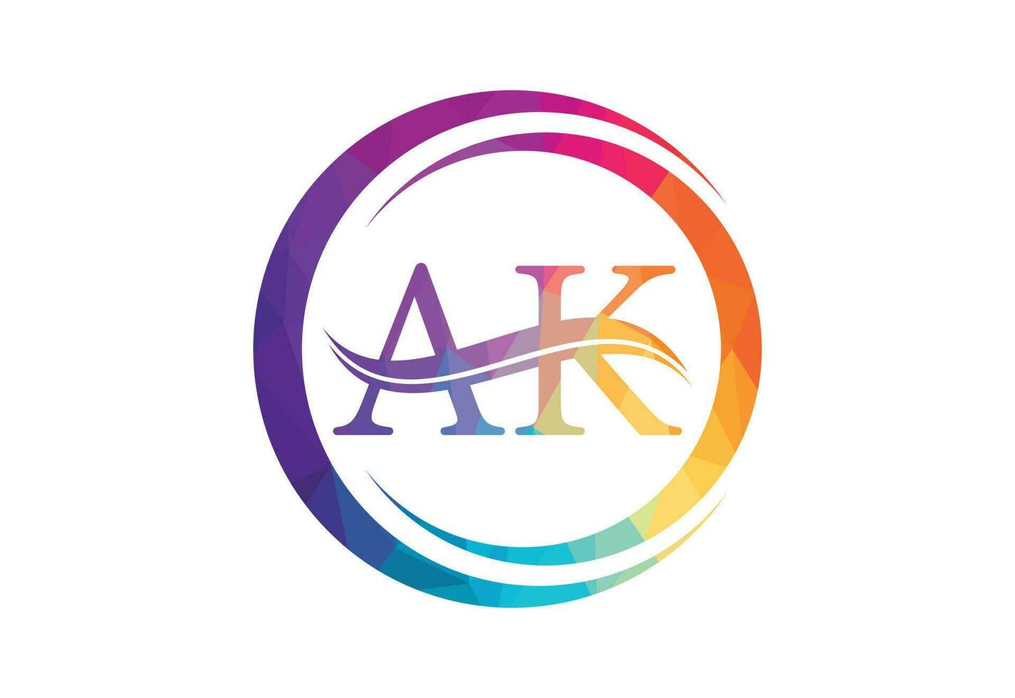 låg poly och första ak brev logotyp design, vektor design begrepp