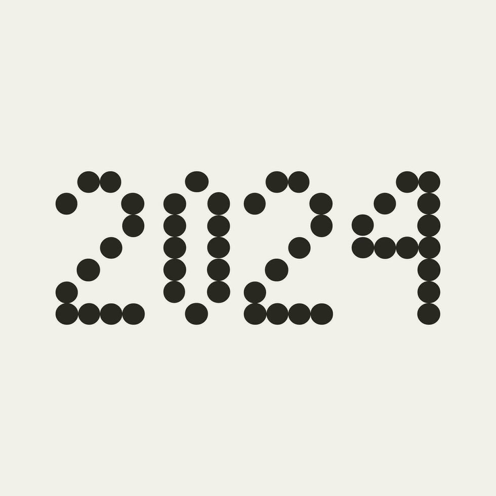 2024 typografi logotyp design begrepp. Lycklig ny år 2024. omslag av företag dagbok för 2024 med lyckönskningar. broschyr design mall, kort, baner. vektor ett linje teckning.