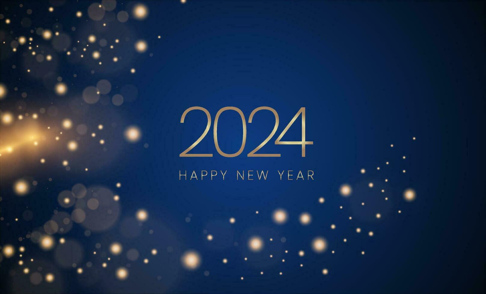 2024 Lycklig ny år med abstrakt skinande och glitter effekt på mörk bakgrund. runda ram för kalender, affisch design vektor