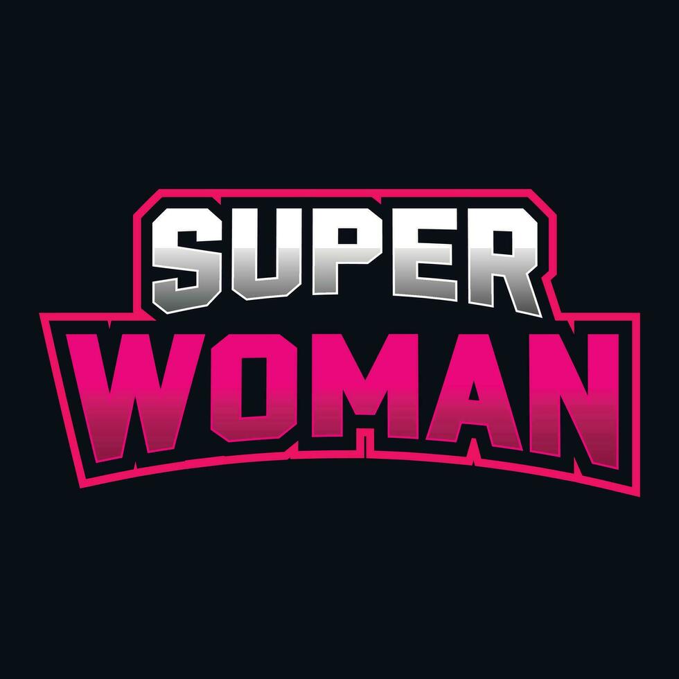 vektor super kvinna text logotyp design