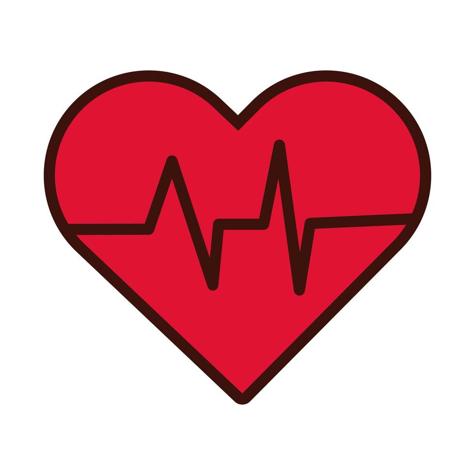 hjärtkardiolinje och fyllningsstilikon vektor
