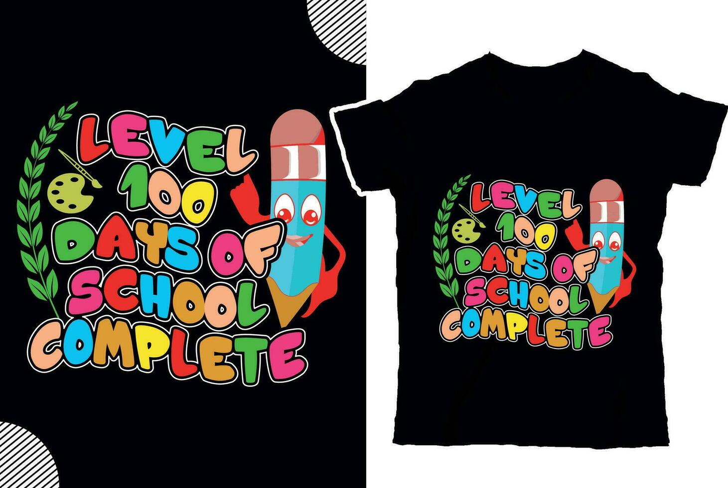 Niveau 100 Tage von Schule vollständig, zurück zu shcool t Hemd Design, t Hemd Design vektor