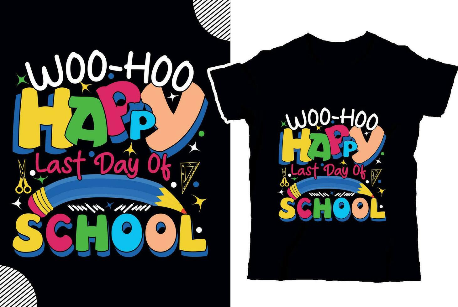 Woo-hoo glücklich zuletzt Tag von Schule, zurück zu shcool t Hemd Design, t Hemd Design vektor